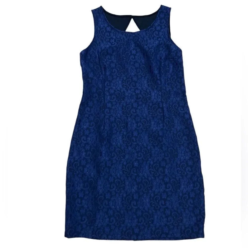 Jennifer Lopez lace sleeveless dress black blue size 16